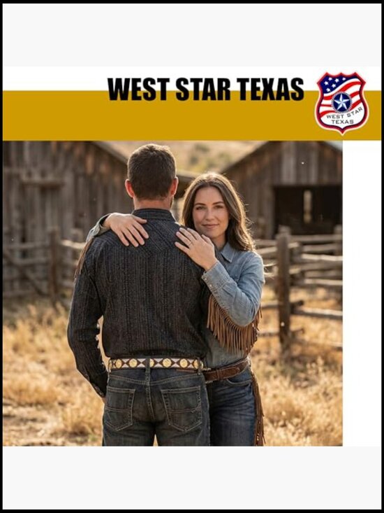 Genuine Leather Western Concho Belt with Tooled Design main image 4